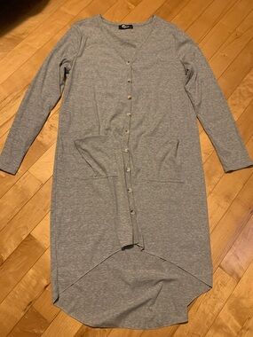 Rogue Gray Button-Front Long Knit Cardigan